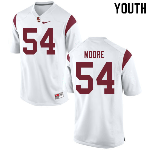 Youth #54 Clyde Moore USC Trojans College Football Jerseys Sale-White